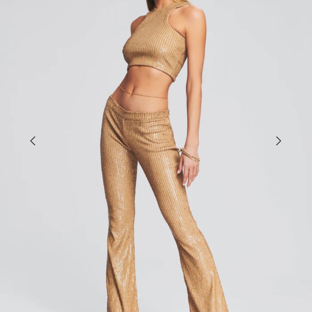 Julien Sequin Knit Nude Flare Pants By Retrofete